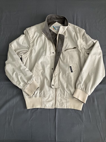 OFF WHITE Giacca vintage solo membri uomo 40 media grande marrone sporco bianco full zip bomber