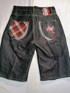 Vintage GAO Jean Shorts Exclusive Brand Goo J Sizes 34x15 Embroidered - Picture 1 of 9