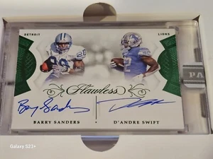 2020 Flawless Barry Sanders D'Andre Swift Dual Auto WHITE Box 1 of 1 - 746🔥🏈🏈 - Picture 1 of 17