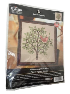 Bucilla Counted Cross Stitch Kit #45822 Red Bird on Tree 9.75" x 9.75" DMC Floss - Picture 1 of 2