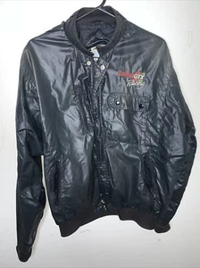 Vintage Castrol GTX Cafe Racing Black Satin Jacket Full Zip Men’s Size L - Picture 1 of 11