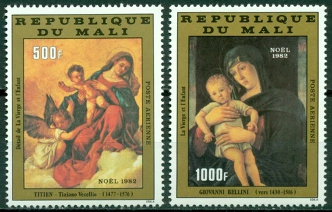 Mali Scott #C465-C466 MNH Christmas 1982 Paintings Art Titian Bellini CV$6+ Cover