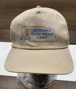 Vintage Nebraska Range Camp For Youth Snap Back Hat Cap Beige Tan Brown - Picture 1 of 7