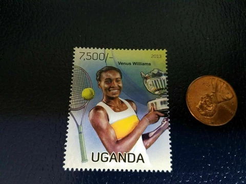 Venus Williams Tennis Star Big Smile Olympics 2013 Uganda Perforated Stamp Cover