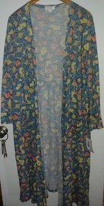 Lulu Roe Cardigan Large New Lulu Roe Sarah Long Cardigan Blue Yellow Orange - Picture 1 of 3