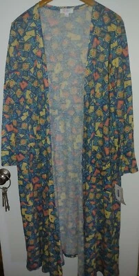Lulu Roe Cardigan Large New Lulu Roe Sarah Long Cardigan Blue Yellow Orange - Image 1 of 3