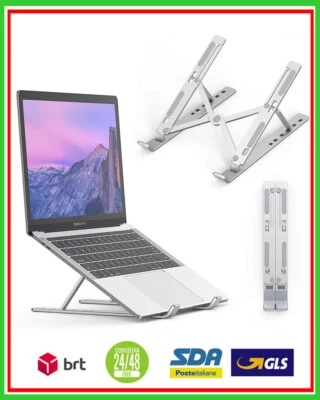 Supporto PC Portatile in Alluminio Antiscivolo Pieghevole Laptop Ventilazione - Immagine 1 di 4