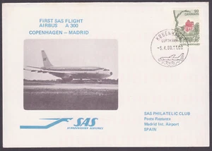 DINAMARCA SOBRE PRIMER VUELO COPENHAGUE-MADRID AVION AIRBUS A300 CIA.SAS 5/4/80 - Imagen 1 de 2