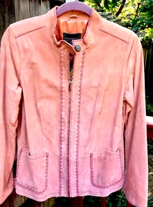 NWT Womens Designer Bradley Bayou Genuine LeatherSuede Coral/Melon Jacket Sz Med - Picture 1 of 11