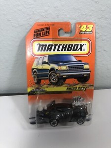Matchbox #43 Rhino Rod Charcoal Gray Animals Series 1998 Mattel New On Card T61