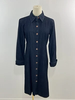 VTG Faded Glory 1972 Edition Button Front Brushed Denim Shirt Dress Dark Blue M - Image 1 of 4