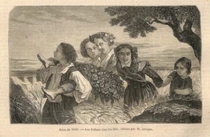 SALON DE PEINTURE 1850 / TABLEAU D' ALEXANDRE ANTIGNA / GRAVURE ENGRAVING 1851 - Bild 1 von 1