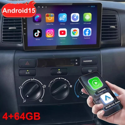 Radio de navegación GPS estéreo para automóvil 4+64 GB Android 15 para Toyota Corolla 2003-2008 Foto 1 de 4