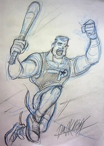 ProStars 1991 FIRMADO DAN KUBAT personaje dibujado a mano arte DIC NBA NFL NHL - Imagen 1 de 2