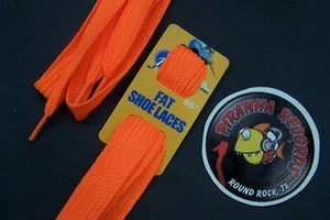 Neon Orange Fat Flat 50" x (5/8"-3/4") JUMP Shoelaces Shoe Strings Piranha - Picture 1 of 3