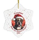 2023 French Bulldog Brown White Frenchie Ceramic Snowflake Christmas Ornament