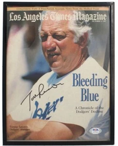 Tommy Lasorda Autographed Dodgers 10/4/87 LA Times Framed Magazine PSA/DNA - Picture 1 of 1