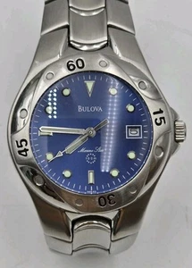 96B49 BULOVA MARINE STAR BLUE DIAL EDELSTAHL HERREN UHR - Bild 1 von 12