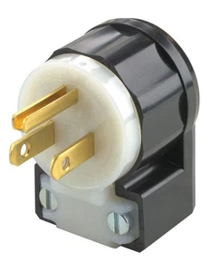Leviton 05266-0CA 15A 125V 2-Pole Black Industrial Grade Grounding Angle Plug - Picture 1 of 2