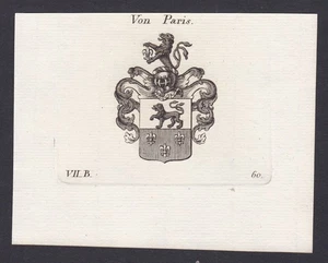 Escudo de armas de París 1820 Adel escudo de armas heráldica Heraldik Kupferstich impresión antigua - Imagen 1 de 1