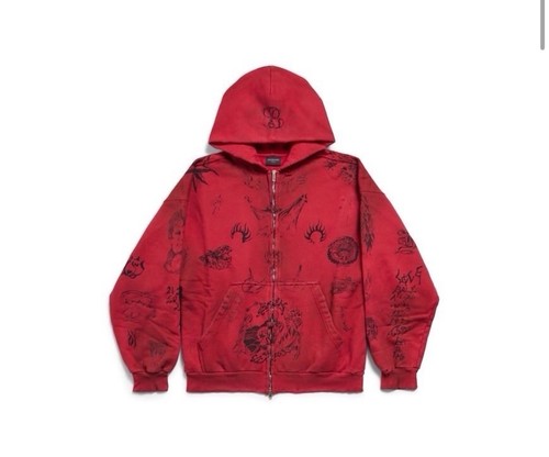 felpa con cappuccio tatuaggio balenciaga