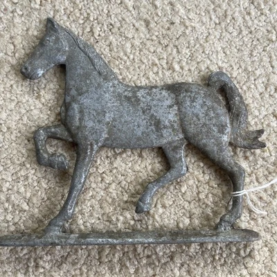 Vtg Metal Horse On Stand With Drilled Holes For Mounting 7” Long & 1/2” Thick - Image 1 of 4