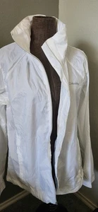 Columbia White Windbreaker Waterproof Packable Hooded Jacket Xl Tall Damen - Bild 1 von 11