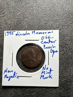 1995 Lincoln Memorial Penny Double Die Obverse No Mint Mark Die Errors - Image 1 of 4