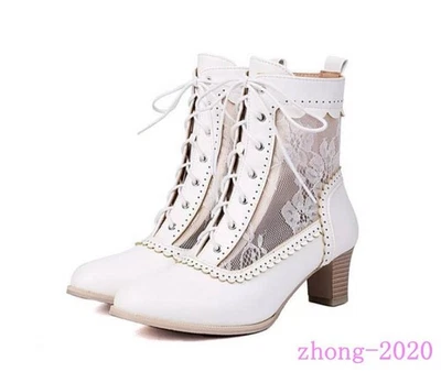 Para mujeres Imitación Cuero Malla Retazos Cordones Botines Informales Fiesta Vestido Zapatos Foto 1 de 4