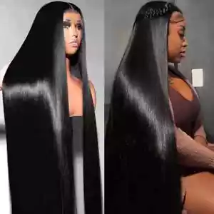 Peluca frontal de encaje recto transparente HD cabello humano 250% 5x5 cierre peluca para mujer - Imagen 1 de 11