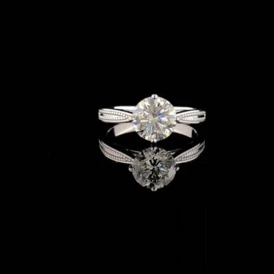 1.80 Carat Round Cut Lab Grown Diamond Solitaire Engagement Ring 14K White Gold - Image 1 of 4