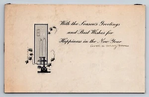 Vintage Holiday Postcard With The Seasons Greetings Art Deco Design Embossed - Picture 1 of 2