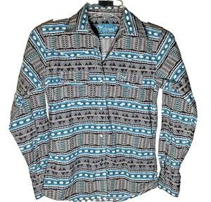 Cowgirl Hardware Girls Long Sleeve Pearl Snap Western Top Shirt Turquoise Sz L10 - Picture 1 of 16