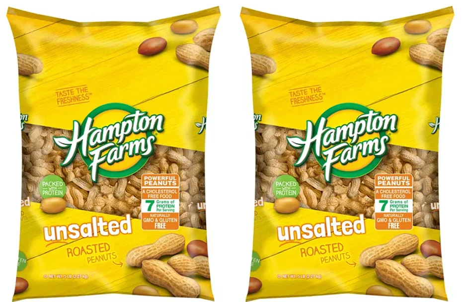 2 pack - Hampton Farms Unsalted In-Shell Peanuts, 5 lbs. FREE shipping - Image 1 of 1