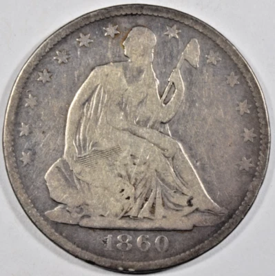 1860-O SEATED LIBERTY HALF DOLLAR ~ BOLD VG/FINE! INV#5 - Image 1 of 2
