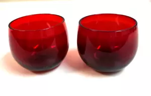 Pair of Vintage ROYAL RUBY ANCHOR HOCKING 5 Oz. Tumblers - Picture 1 of 5