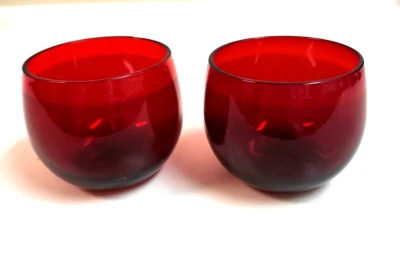 Pair of Vintage ROYAL RUBY ANCHOR HOCKING 5 Oz. Tumblers - Image 1 of 4