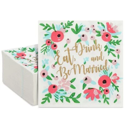 Paquete de 100 servilletas de cóctel para comer bebida y casarse para fiesta de compromiso boda... Foto 1 de 4