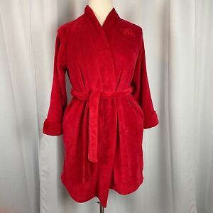 Ralph Lauren Bathrobe Womens Size Medium Red Plush Fluffy Belted Robe