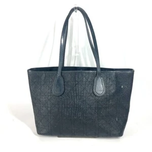 Dior Cannage Quilted Panarea Shoulder Bag Tote Bag Leather / Coated Canvas Black - Picture 1 of 16