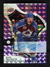 2021 Upper Deck Allure Rookies Purple Diamond 9/10 Alex Newhook Rookie Auto RC