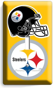 PITTSBURGH STEELERS EQUIPO DE FÚTBOL 1 BANDA INTERRUPTOR DE LUZ PLACA DE PARED HOMBRE DECORACIÓN CUEVA - Imagen 1 de 1