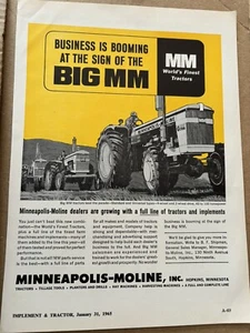 PUBLICIDAD MINNEAPOLIS MOLINE DE COLECCIÓN - # TRACTOR G706 - 1965 - GRAN MM - Imagen 1 de 2