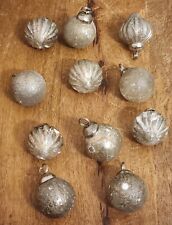 Set of 11 Kugel Style Rustic Silver Glass 1½" Christmas Tree Ornaments