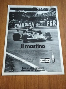 1973 CHAMPION SPARK PLUGS EMERSON FITTIPALDI F1 VINTAGE AD EPOCA PUBBLICITA - Foto 1 di 1