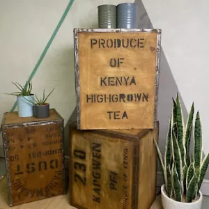 Restored Wooden Vintage Tea Chest Trunk Box Crate Storage Side Table BedSide - Picture 1 of 12