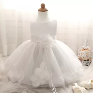 Baby Mädchen Taufkleid Festkleid Blumenmädchen weiß Rosenblätter Gr.86 18 Monate - Picture 1 of 3