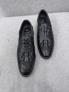 US 13 Red Black  100% Genuine,Real EXOTIC Leather Skin Men's Shoes- Handmade - Picture 1 of 13