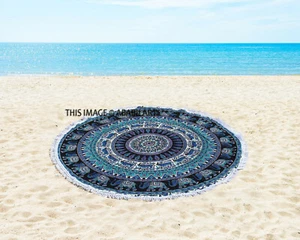 Beach Roundie 48" Round Cotton Tapestry Picnic Sheet Hippie Deer Mandala Mat - Picture 1 of 7
