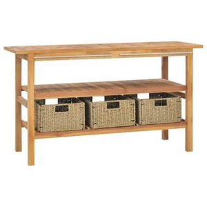 Solid Teak Bathroom Vanity Cabinet with Baskets - 29.1in & 51.2in Versions vidaX - Picture 1 of 28